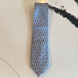 Canali Mens Silk Tie - Blue, Brown & White - EUC